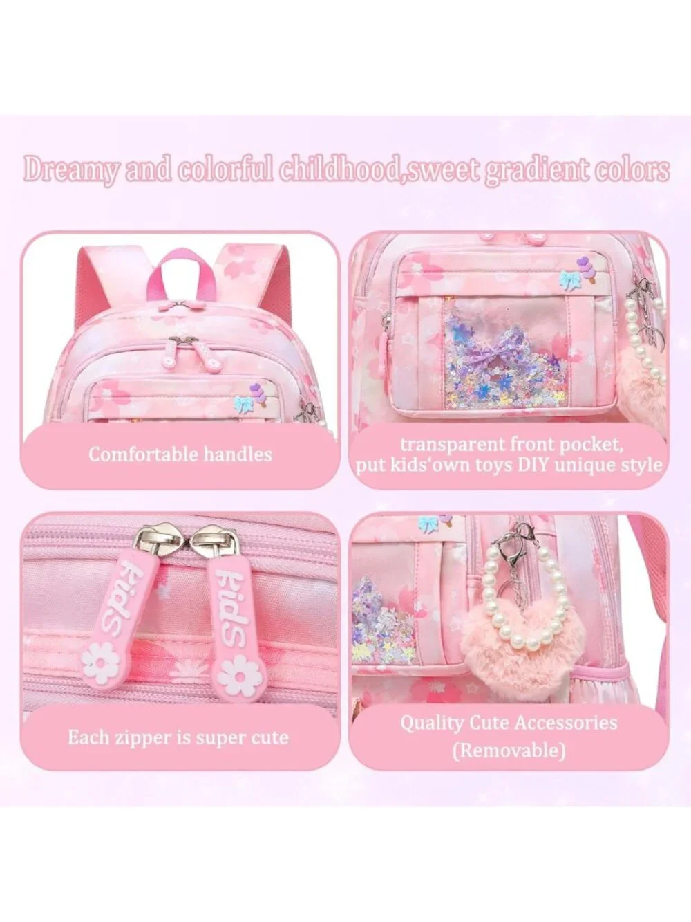 Chic Pink Girls Backpack for School - Splash-Proof, Multi-Pocket Book Bag, 17